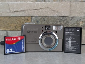 PENTAX Optio 330 3.34MP Digital Camera Silver TESTED WORKING !! NO CHARGER !! - Foto 1 di 8