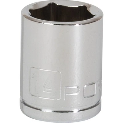 Powerbuilt 1/4 Inch Drive x 14 MM 6 Point Shallow Socket - 641896 - Image 1 of 2