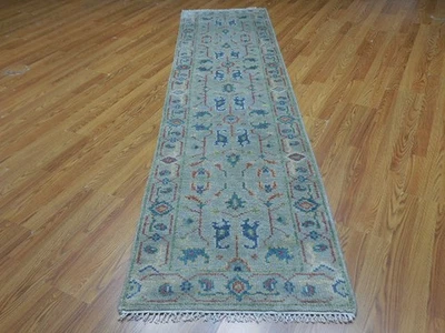 Alfombra turca Oushak, alfombra moderna multicolor, alfombra bohemia hecha a mano 2,6 x 10 pies Foto 1 de 4