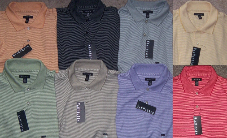 New Men's Van Heusen Ottoman Striped Short Sleeve Polo Shirt Retail $50 - Image 1 of 1