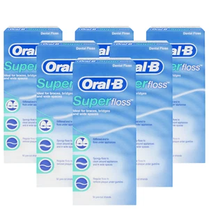 6 x Oral-B SuperFloss Zahnseide Vorgeschnitten für Zahnpflege Pack je 50 Stück - Bild 1 von 3