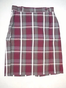 Girls A+ Maroon & Gray Plaid Button Front Uniform Skort Jr. Sizes 3 Jr. - 19 Jr. - Picture 1 of 4