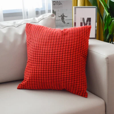 Soft Corduroy Solid Cushion Cover Throw Pillow Cases Home Sofa Bed Decor US - Image 1 of 4
