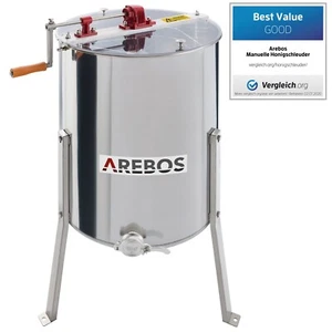 AREBOS Extractor de Miel Manual 4 Panales Acero Inoxidable Miel de Apicultor - Imagen 1 de 12
