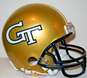 NCAA GEORGIA TECH YELLOW JACKETS RIDDELL FOOTBALL MINI HELMET - SIZE 3 5/8 - Picture 1 of 2