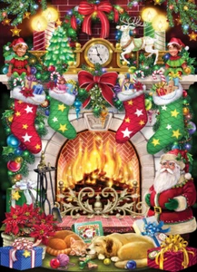 Vermont Christmas Company Christmas Fireplace 1000 Piece Jigsaw Puzzle - Picture 1 of 2