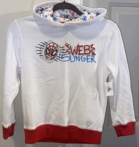 Disney Marvel Spider-Man Web Slinger Hoodie Pullover Sweater Size Kids Med NWT - Picture 1 of 3
