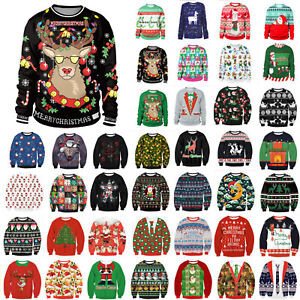 Womens Mens Christmas Ugly Sweater Pullover Jumper Xmas Sweatshirt Tops Unisex