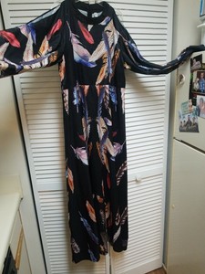 maxi dress with feathers