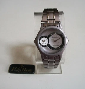 Men's Silver Finish Fashion 2 Time Zone (Dual Time) Dressy Casual Watch - Picture 1 of 6