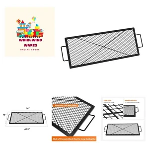 Barbecue Rectangle X-Marks Fire Pit Cooking Grate, 36-Inch - Picture 1 of 8