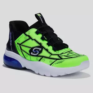 S Sport Skechers Kids Step-Ins Sneakers Florescent Green 3D Overlay Memory Foam - Picture 1 of 5
