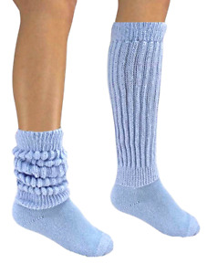 Lt Blue Long Sexy Slouch Knee Socks Scrunchie Women's Men's Hooters Warm Heavy