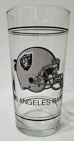 Vintage Late 1980s or Early 1990s Los Angeles Raiders NFL 20 oz. Drinking Glass Cover
