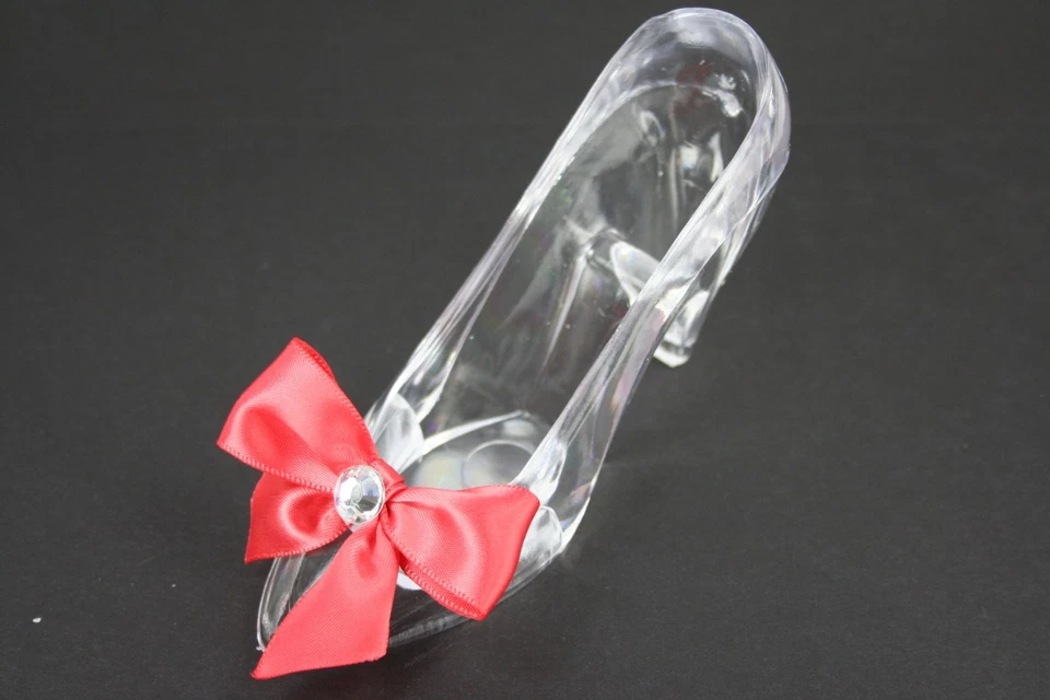 Set of 2 Princess Acrylic Slipper Cake Topper Party Favor Choose Satin Bow Color - Image 1 of 1