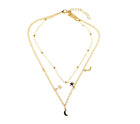 Gold Plated Stainless Steel Moon Star Beads Choker Necklace Layering Chain PE46