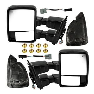 2x Tow Mirror For 99-07 Ford F250-F550 Super Duty Power Heated Amber Signals - Picture 1 of 11