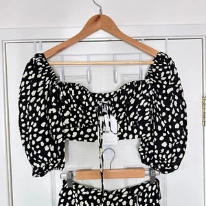 NEU Rumer The Label Damen schwarz Catalina Crop Top Bluse Puffärmel Gr. XS - Bild 1 von 4