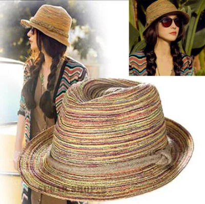 Mujeres De Colección Moda Plegable Paja Cubo Sombrero Trenza Verano Playa Sol Sombrero NUEVO Foto 1 de 4