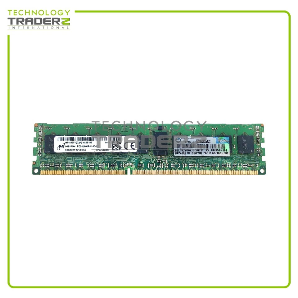 647879-B21 HP 8GB PC3-12800 DDR3-1600MHz ECC REG Single Rank Memoria 647651-181 - Immagine 1 di 1