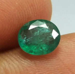 1.80 Ct Natural Oval Cut Rich Green Emerald From Zambian Mine Good Luster Gems - Picture 1 of 8