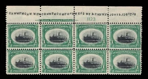 MOMEN: US STAMPS #294 INTACT PLATE BLOCK OF 8 MINT OG H LOT #94304 - Picture 1 of 2