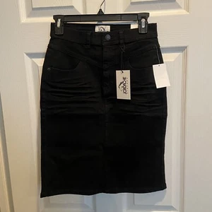 Jordache Women's Black Denim High Rise Pockets Stretch Skirt NWT - Picture 1 of 5