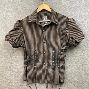 Devil Fashion Womens Top Shirt Size 3XL Brown Striped Goth Steampunk 49532 - Picture 1 of 11
