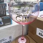 Gin Glasses Set Of 2 , Pink/ Gold.. Chin,chin Time For Gin New Uk Seller