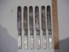 J. RUSSELL & Co ANTIQUE 1834 STERLING AND MOTHER OF PEARL KNIFES SET OF 6