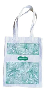 Specsavers Cotton Fabric Shopping Bag New Never used 37.5cm x 29.5cm White Green - Bild 1 von 11