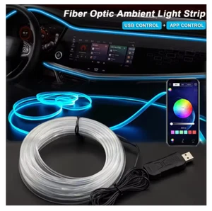 LED Car Interior Strip Light Atmosphere Neon 5M APP-Control Ambient Light Kit - Picture 1 of 6