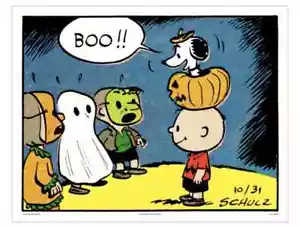 Poster Arte Halloween Stampa Mondo Peanuts Boo Charles Schulz 23x18 - Foto 1 di 1