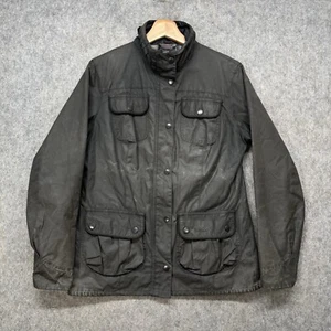 Chaqueta de cera Barbour para mujer Reino Unido 12 verde oliva L1486 Trudy plisada impermeable - Imagen 1 de 20