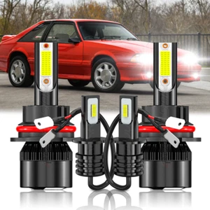 Fit Ford Mustang 1988-1993 Combo 6000K LED Headlight High Low + Fog Light Bulbs - Picture 1 of 13