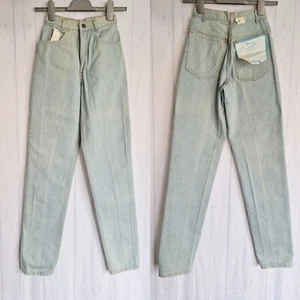 Vos Jeans Jeans Blue Cotton -W22 L32- 1980s Vintage Bleached Denim Skinny CZ34 - Picture 1 of 16