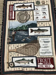 Señuelos de pesca con mosca Goodwin Weavers EE. UU. Tapiz de trucha manta 62 X 42 - Imagen 1 de 10