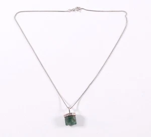 Collier Kette Silber 925 mit Anhänger Jade? / Jadeit? grün Länge 39cm - Bild 1 von 5