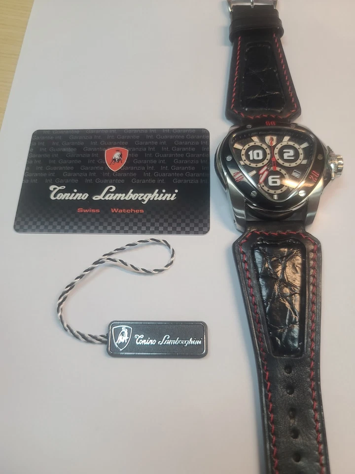 New Tonino Lamborghini Spyder 1300 Quartz Swiss Made Watch Leather New Battery! - Image 1 of 4