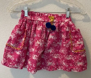 Mini Boden Pink Floral Animal Print elastic waist lined skirt Girls 6-7 - Picture 1 of 7