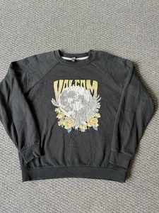 Volcom Sweater Size Small Women’s Black Graphic Print Pullover Jumper - Picture 1 of 8