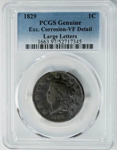 1829 Large Cent 1c N-4 Large Letters VF Detail PCGS - Picture 1 of 3