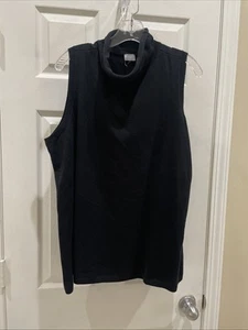 Chicos Womens Size 4 Sleeveless Sweater Tank Top Gorgeous black Mock Neck - Picture 1 of 3