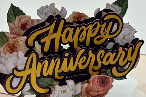 Happy Anniversary Flowers 3D Pop Up Card Love Marriage Roses - Picture 1 of 4