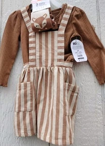  Baby & Toddler Girls Pinafore Dress,Long Sleeve Top and Tights NWTwonder Nation - Picture 1 of 12