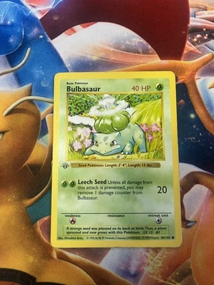 Pokemon TCG Base Set Bulbasaur 1st Edition Shadowless 44/102 MP/HP - Image 1 of 4