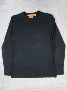 Tory Burch Sweater Womens Medium Black Merino Wool Knit Pullover * - Picture 1 of 10