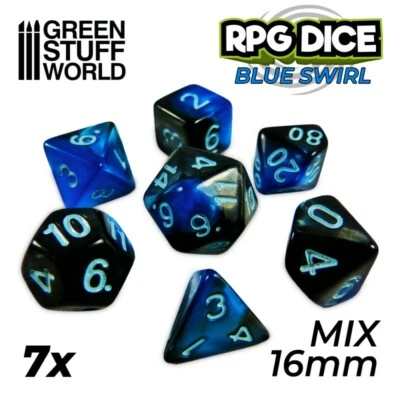 7x Dados Mix 16mm - Azul Marmol - WHFB TOW AOS 9Age DnD juegos de rol Wargames - Imagen 1 de 2