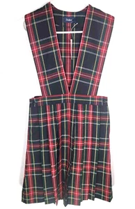Parker Girls School Uniform Jumper Red Black Plaid Sz 13 Vintage USA Pleated - Picture 1 of 6
