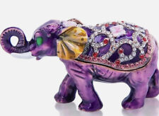 Elephant Animal Jewelry Box Hinged Collectible Elephant Figurine Decor Trinket